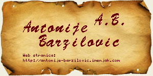 Antonije Barzilović vizit kartica